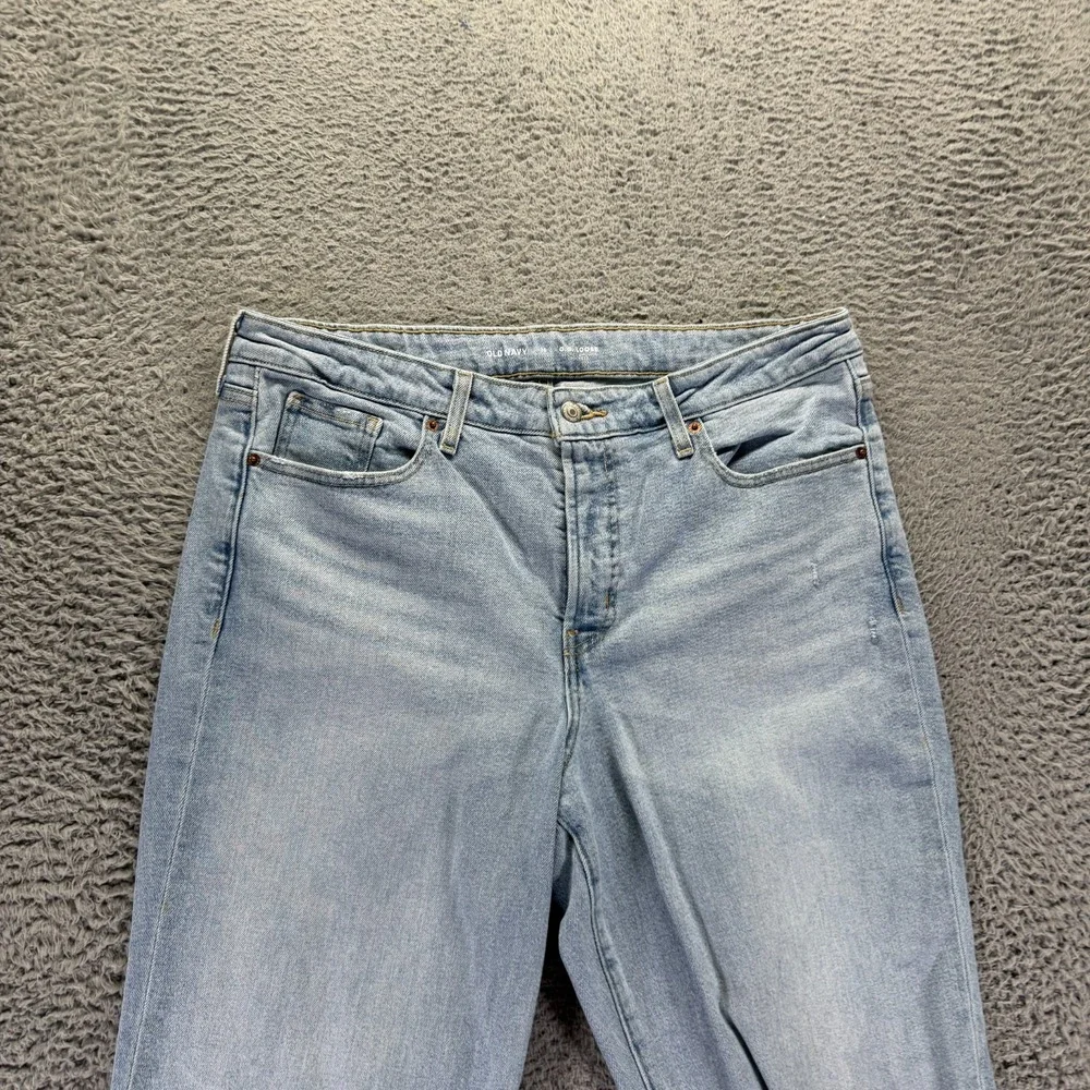 Old Navy OG Jeans Womens 16 Blue Cotton Denim Straight Loose Distressed Stretch